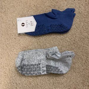 Tavi Noir Grip Socks, Size SMALL, Two Pair, Blue & Gray